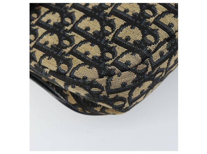 Borsa a Spalla in Tela Trotter Christian Dior Blu Navy Oro Auth gh1790 D'oro - vista 11