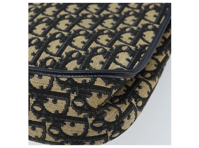 Borsa a Spalla in Tela Trotter Christian Dior Blu Navy Oro Auth gh1790 D'oro - vista 12