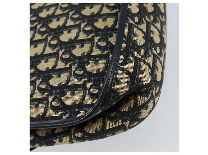 Borsa a Spalla in Tela Trotter Christian Dior Blu Navy Oro Auth gh1790 D'oro - vista 13