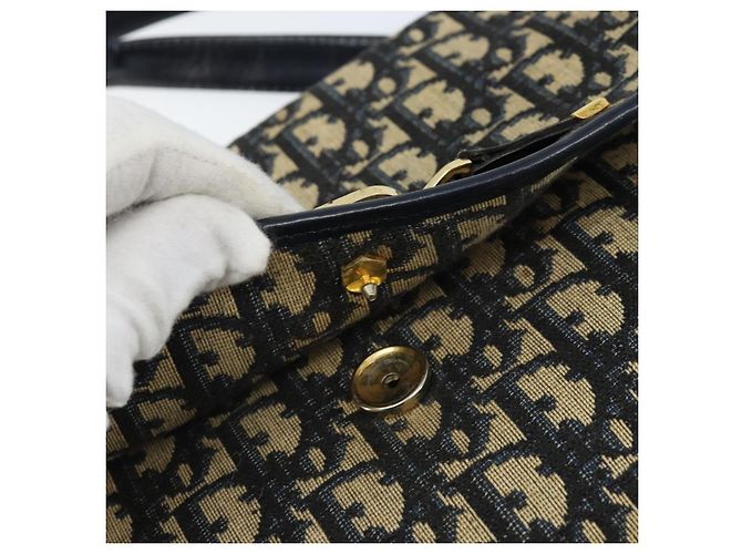 Borsa a Spalla in Tela Trotter Christian Dior Blu Navy Oro Auth gh1790 D'oro - vista 15