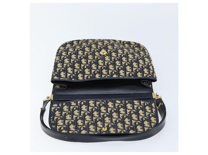 Borsa a Spalla in Tela Trotter Christian Dior Blu Navy Oro Auth gh1790 D'oro - vista 17