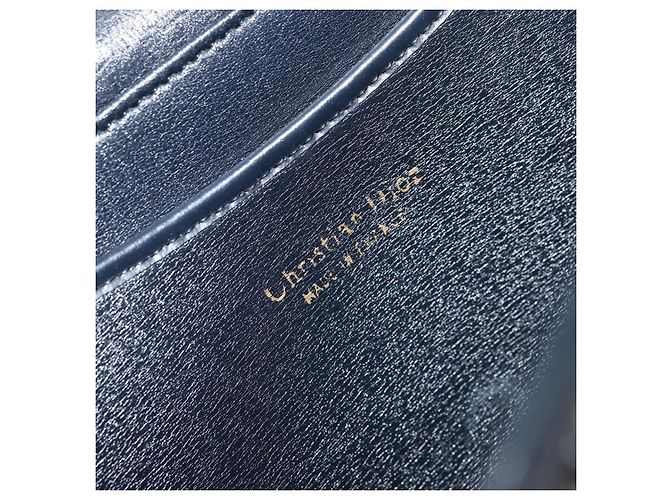 Borsa a Spalla in Tela Trotter Christian Dior Blu Navy Oro Auth gh1790 D'oro - vista 18