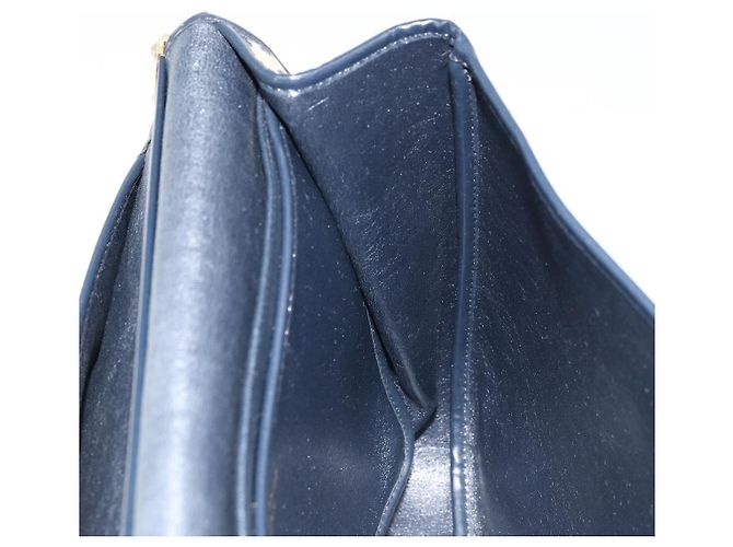 Borsa a Spalla in Tela Trotter Christian Dior Blu Navy Oro Auth gh1790 D'oro - vista 20