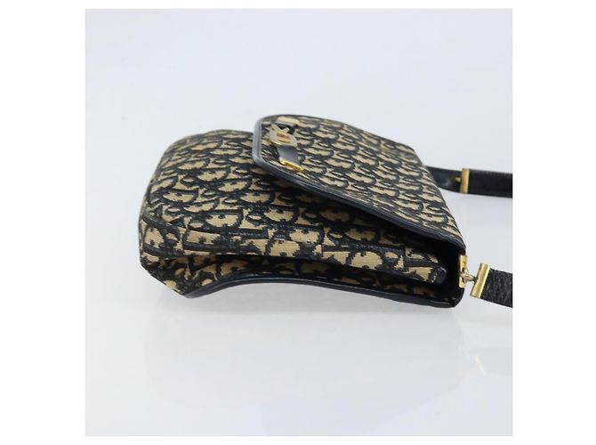 Borsa a Spalla in Tela Trotter Christian Dior Blu Navy Oro Auth gh1790 D'oro - vista 4