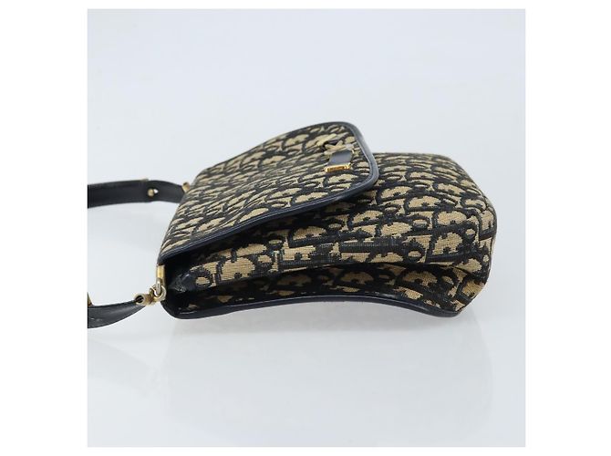 Borsa a Spalla in Tela Trotter Christian Dior Blu Navy Oro Auth gh1790 D'oro - vista 5