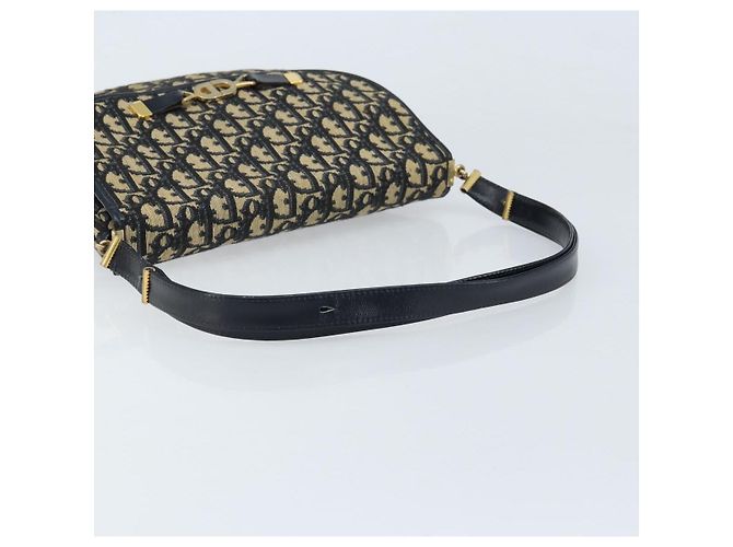 Borsa a Spalla in Tela Trotter Christian Dior Blu Navy Oro Auth gh1790 D'oro - vista 7