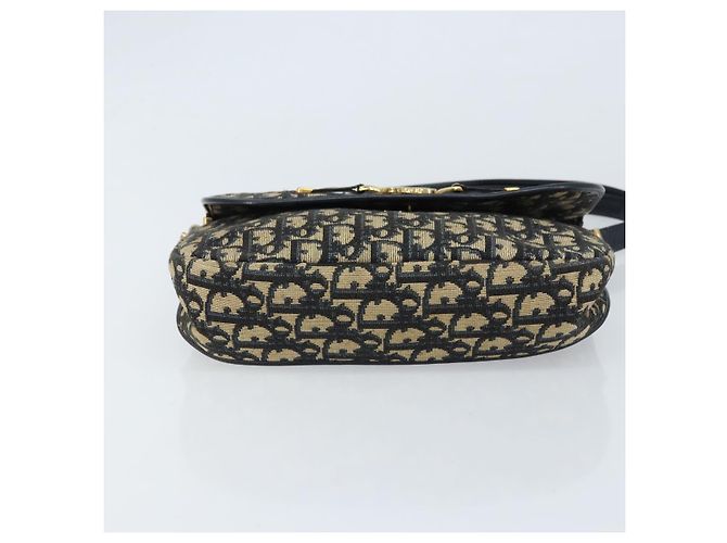 Borsa a Spalla in Tela Trotter Christian Dior Blu Navy Oro Auth gh1790 D'oro - vista 9
