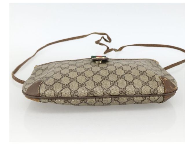Gucci Borsa GG Supreme Web Sherry Line in PVC beige e oro 904 02 026 Auth LNZ369 D'oro - vista 10