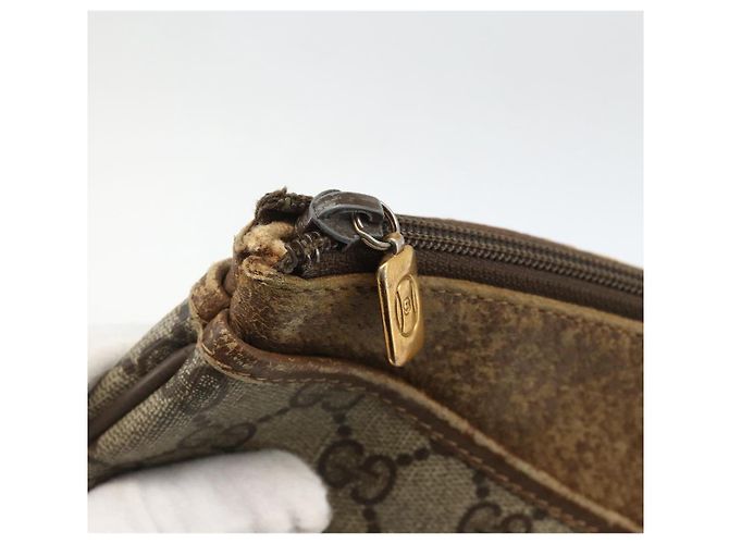 Gucci Borsa GG Supreme Web Sherry Line in PVC beige e oro 904 02 026 Auth LNZ369 D'oro - vista 16