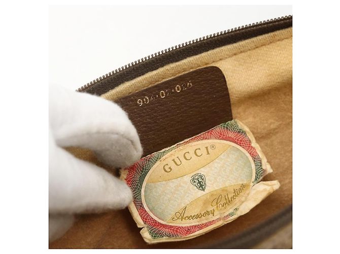 Gucci Borsa GG Supreme Web Sherry Line in PVC beige e oro 904 02 026 Auth LNZ369 D'oro - vista 23