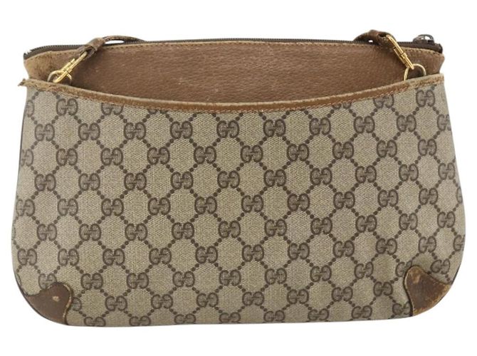 Gucci Borsa GG Supreme Web Sherry Line in PVC beige e oro 904 02 026 Auth LNZ369 D'oro - vista 3