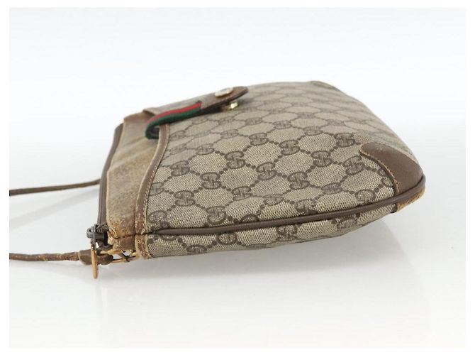Gucci Borsa GG Supreme Web Sherry Line in PVC beige e oro 904 02 026 Auth LNZ369 D'oro - vista 4