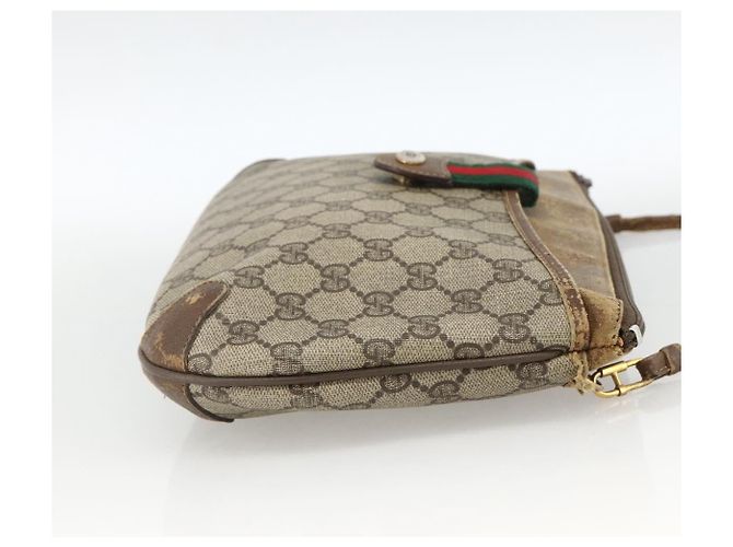 Gucci Borsa GG Supreme Web Sherry Line in PVC beige e oro 904 02 026 Auth LNZ369 D'oro - vista 5