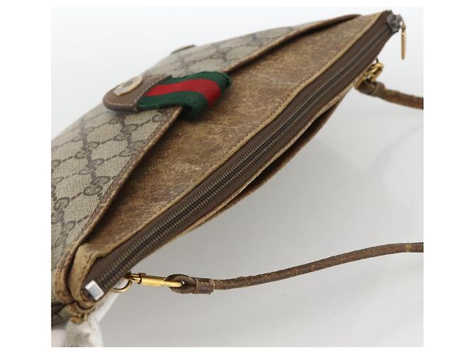 Gucci Borsa GG Supreme Web Sherry Line in PVC beige e oro 904 02 026 Auth LNZ369 D'oro - vista 6