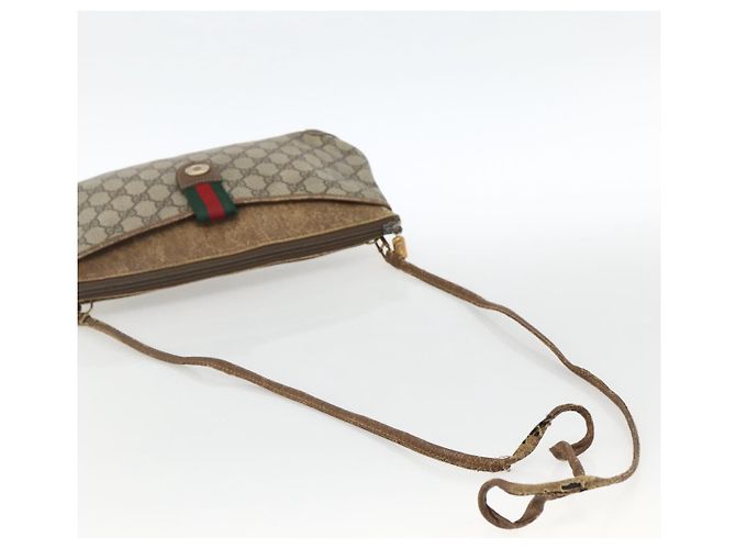 Gucci Borsa GG Supreme Web Sherry Line in PVC beige e oro 904 02 026 Auth LNZ369 D'oro - vista 7