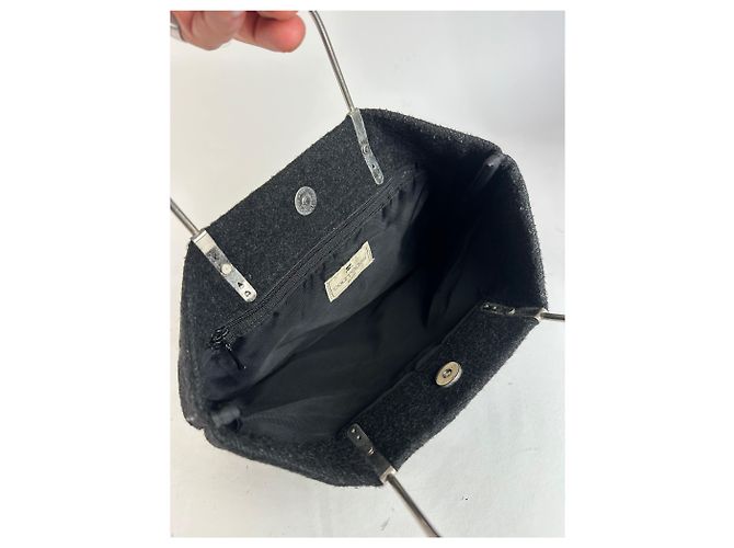 Vintage Courreges Wollhandtasche schwarz - Ansicht 4