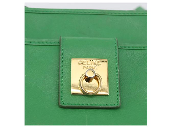 Céline Borsa a Spalla CELINE in Pelle Verde Oro Auth LNZ455A D'oro - vista 15