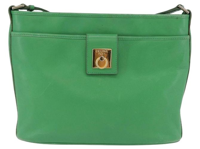 Céline Borsa a Spalla CELINE in Pelle Verde Oro Auth LNZ455A D'oro - vista 2