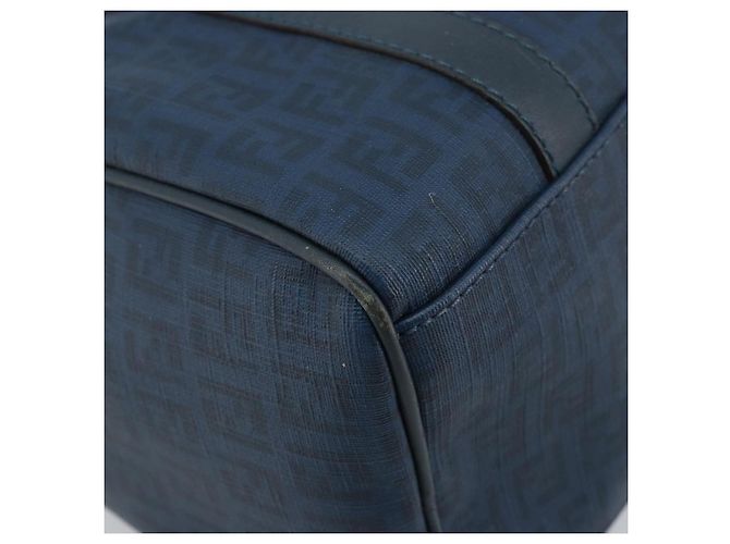 Borsa Boston in tela Zucchino FENDI blu navy e oro Auth gh1746 D'oro - vista 11