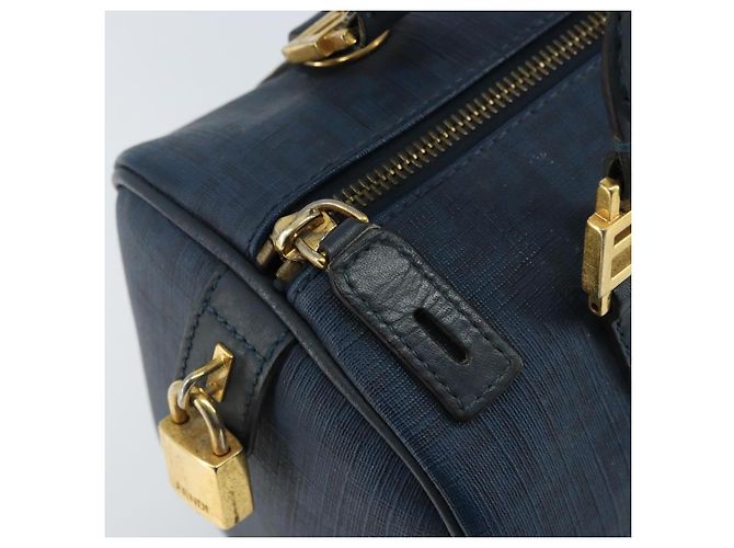 Borsa Boston in tela Zucchino FENDI blu navy e oro Auth gh1746 D'oro - vista 15