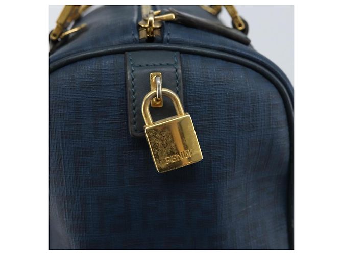 Borsa Boston in tela Zucchino FENDI blu navy e oro Auth gh1746 D'oro - vista 16