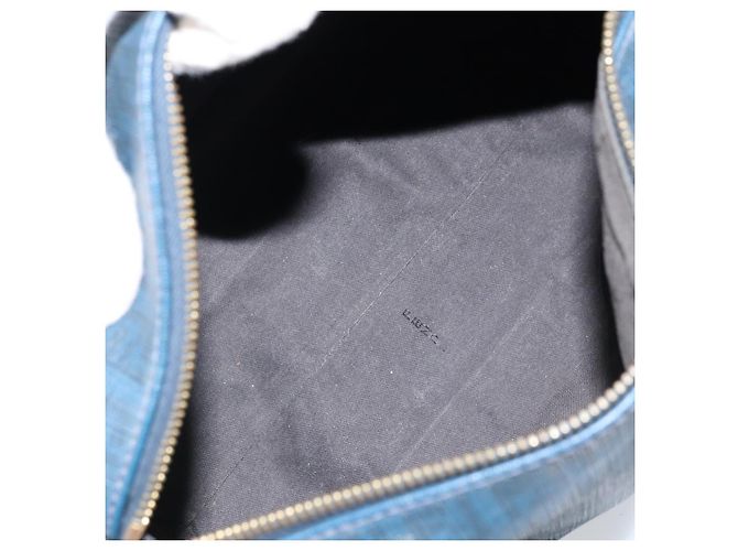 Borsa Boston in tela Zucchino FENDI blu navy e oro Auth gh1746 D'oro - vista 18