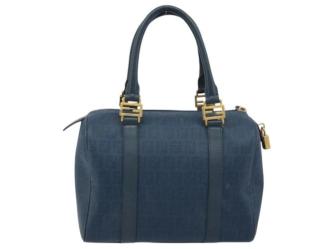 Borsa Boston in tela Zucchino FENDI blu navy e oro Auth gh1746 D'oro - vista 3