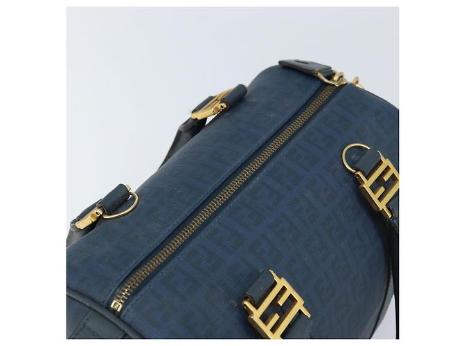 Borsa Boston in tela Zucchino FENDI blu navy e oro Auth gh1746 D'oro - vista 6