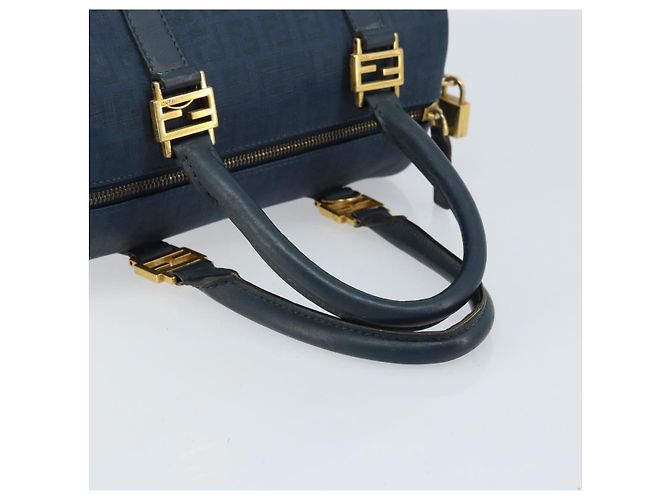 Borsa Boston in tela Zucchino FENDI blu navy e oro Auth gh1746 D'oro - vista 7