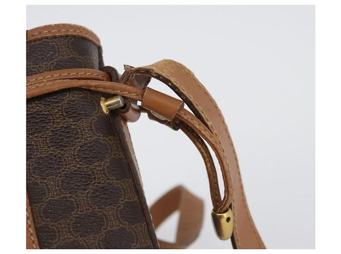 Céline Borsa a spalla in tela Macadam CELINE in pelle PVC marrone oro Auth LNZ210 D'oro - vista 14