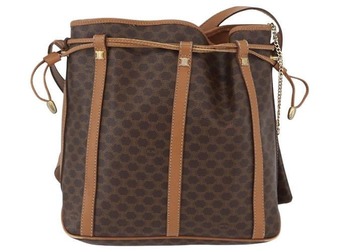 Céline Borsa a spalla in tela Macadam CELINE in pelle PVC marrone oro Auth LNZ210 D'oro - vista 2