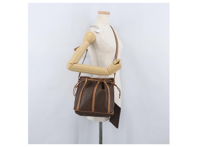 Céline Borsa a spalla in tela Macadam CELINE in pelle PVC marrone oro Auth LNZ210 D'oro - vista 23