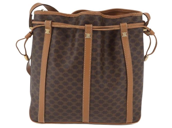 Céline Borsa a spalla in tela Macadam CELINE in pelle PVC marrone oro Auth LNZ210 D'oro - vista 3