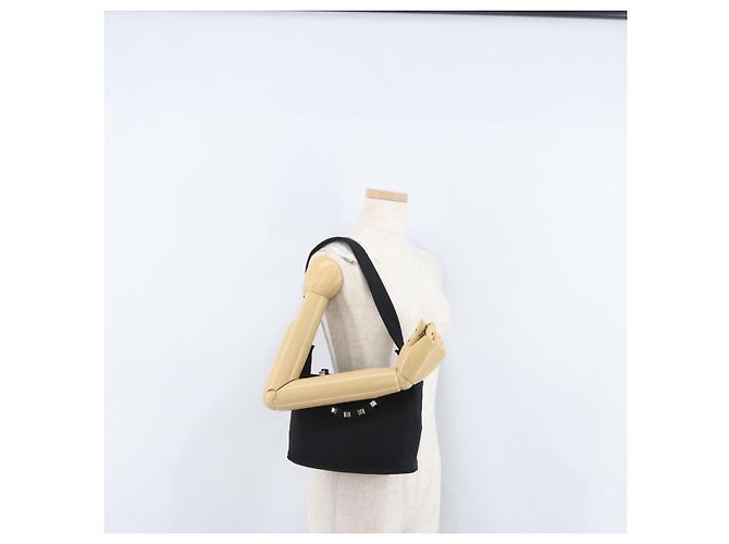 Borsa a mano Salvatore Ferragamo in tela 2 in 1 nera Auth bs33146 Nero - vista 23