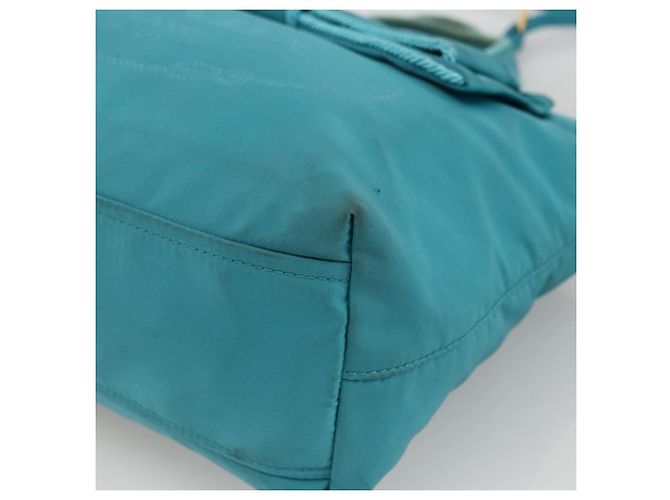 Ribbon PRADA Borsa a mano in nylon con nastro 2 in 1 azzurro chiaro oro Auth ka2797 D'oro Blu chiaro - vista 12