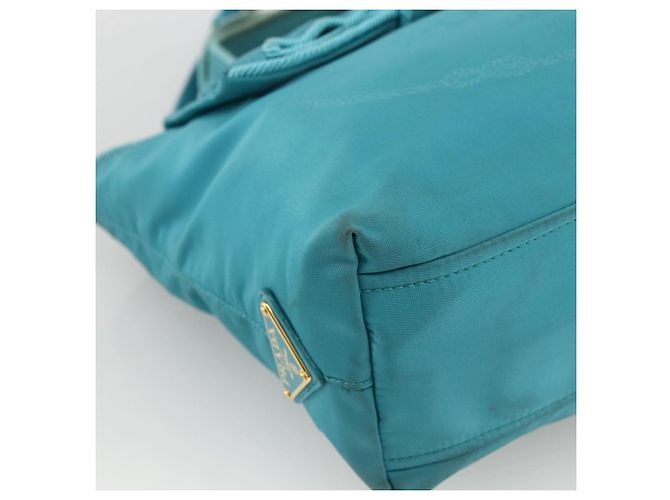 Ribbon PRADA Borsa a mano in nylon con nastro 2 in 1 azzurro chiaro oro Auth ka2797 D'oro Blu chiaro - vista 13