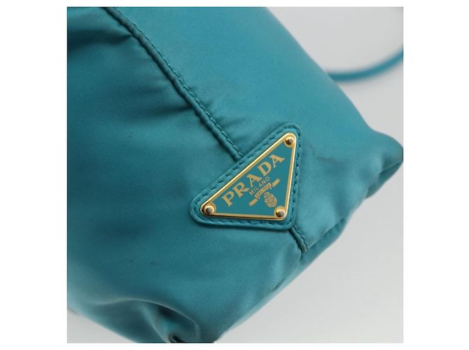 Ribbon PRADA Borsa a mano in nylon con nastro 2 in 1 azzurro chiaro oro Auth ka2797 D'oro Blu chiaro - vista 16