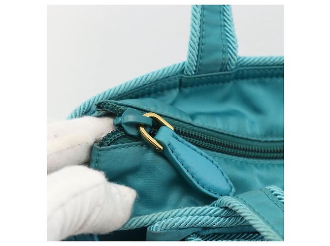 Ribbon PRADA Borsa a mano in nylon con nastro 2 in 1 azzurro chiaro oro Auth ka2797 D'oro Blu chiaro - vista 17