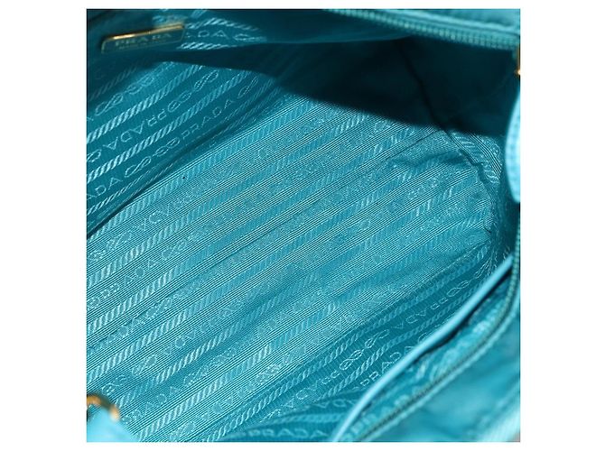 Ribbon PRADA Borsa a mano in nylon con nastro 2 in 1 azzurro chiaro oro Auth ka2797 D'oro Blu chiaro - vista 19