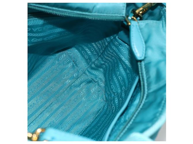 Ribbon PRADA Borsa a mano in nylon con nastro 2 in 1 azzurro chiaro oro Auth ka2797 D'oro Blu chiaro - vista 20