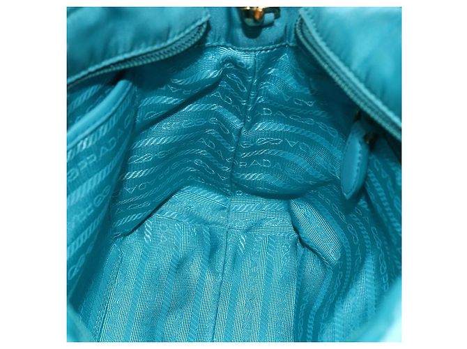 Ribbon PRADA Borsa a mano in nylon con nastro 2 in 1 azzurro chiaro oro Auth ka2797 D'oro Blu chiaro - vista 21
