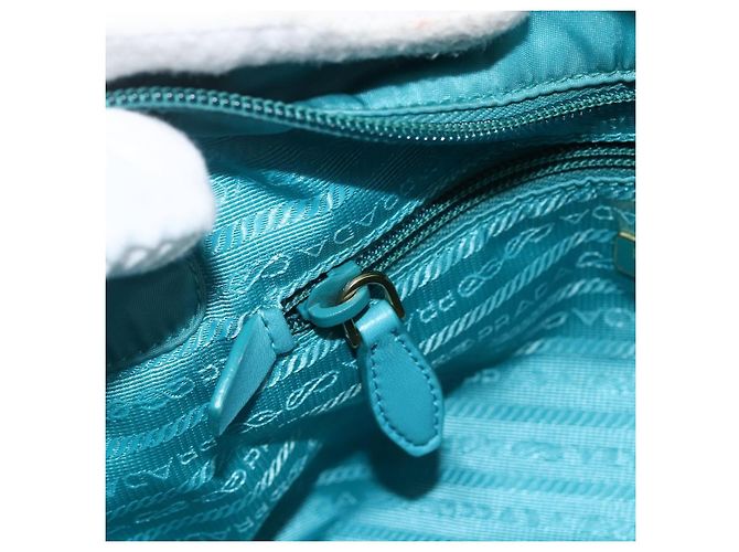 Ribbon PRADA Borsa a mano in nylon con nastro 2 in 1 azzurro chiaro oro Auth ka2797 D'oro Blu chiaro - vista 22