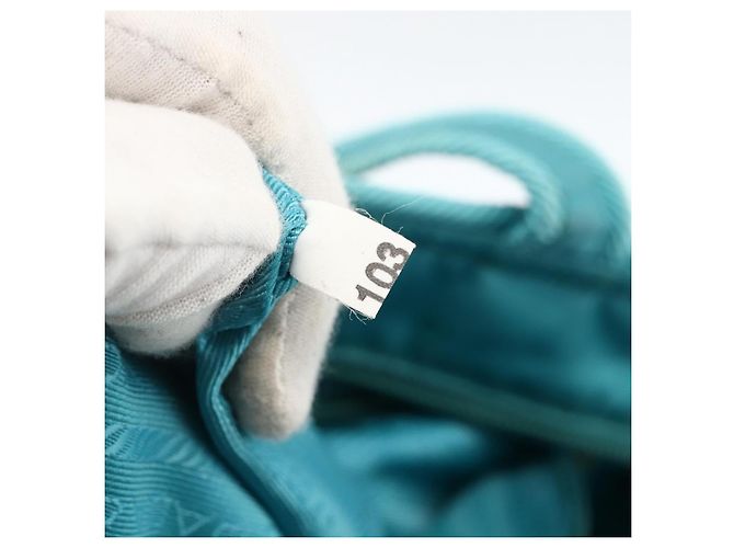 Ribbon PRADA Borsa a mano in nylon con nastro 2 in 1 azzurro chiaro oro Auth ka2797 D'oro Blu chiaro - vista 24