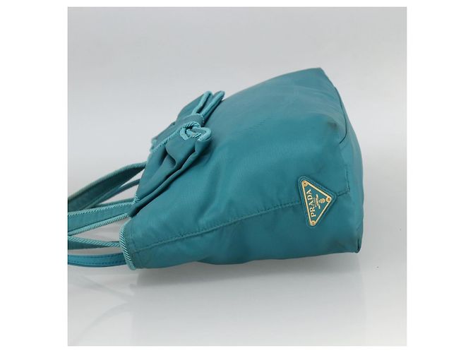 Ribbon PRADA Borsa a mano in nylon con nastro 2 in 1 azzurro chiaro oro Auth ka2797 D'oro Blu chiaro - vista 4