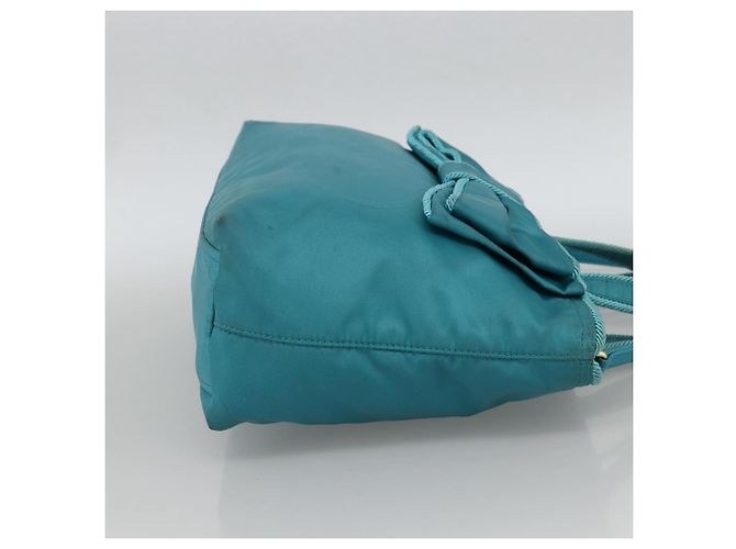 Ribbon PRADA Borsa a mano in nylon con nastro 2 in 1 azzurro chiaro oro Auth ka2797 D'oro Blu chiaro - vista 5