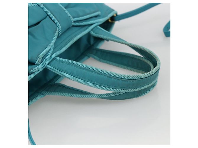 Ribbon PRADA Borsa a mano in nylon con nastro 2 in 1 azzurro chiaro oro Auth ka2797 D'oro Blu chiaro - vista 7