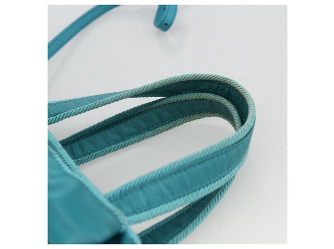 Ribbon PRADA Borsa a mano in nylon con nastro 2 in 1 azzurro chiaro oro Auth ka2797 D'oro Blu chiaro - vista 8