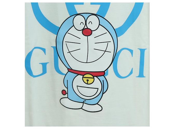 T-shirt a maniche corte GUCCI GUCCI �~ Doraemon in cotone blu e bianco Auth 166963SM - vista 5