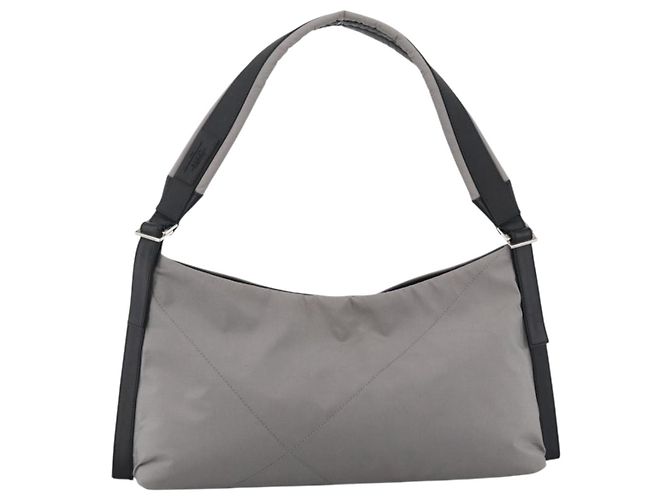 Salvatore Ferragamo Schultertasche aus Nylon Grau Silber Authentisch bs33629 Braun - Ansicht 2