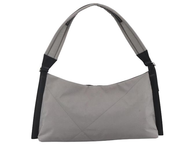 Salvatore Ferragamo Schultertasche aus Nylon Grau Silber Authentisch bs33629 Braun - Ansicht 3